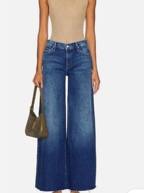 NWT-Mother Superior The Swisher Sneak Fray Wide-Leg Denim Jeans